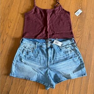 Torrid Burgundy Spaghetti Strap Tank Top & Torrid Shorts